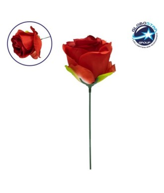 GloboStar® 09076 Τεχνητό Φυτό Διακοσμητικό Τριαντάφυλλο Κόκκινο M8cm x Υ20cm Π8cm